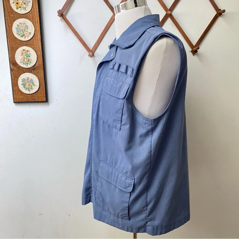 Vintage 90s Hunting Fishing Blue Utility Vest Large